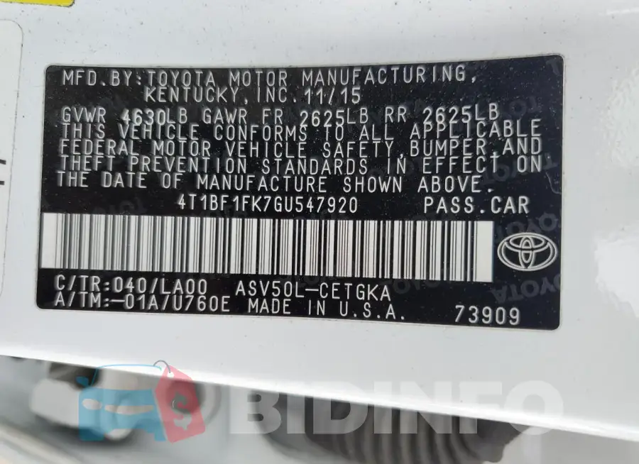 4T1BF1FK7GU547920 Photo# 12