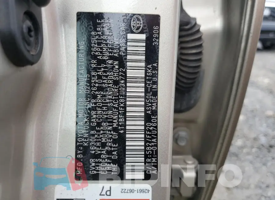4T1BF1FK8FU034772 Photo# 12