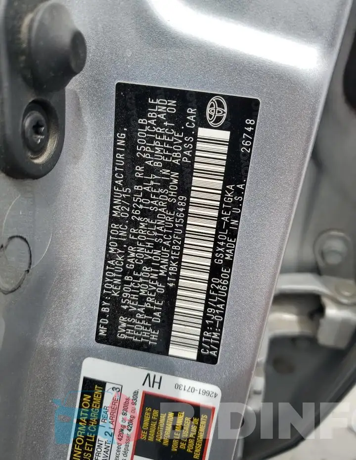 4T1BK1EB2FU156489 Photo# 12