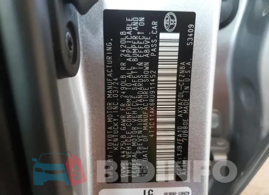 4T1C11AK6RU911452 Photo# 12