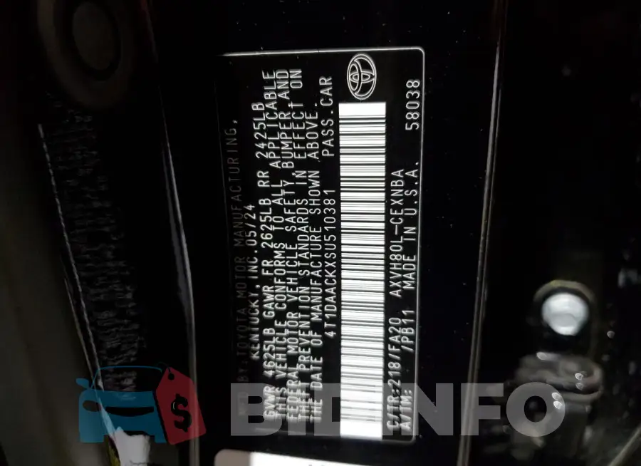 4T1DAACKXSU510381 Photo# 12