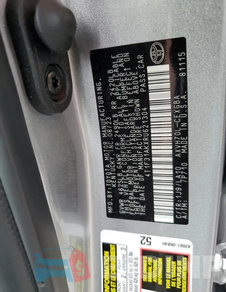 4T1F31AKXRU621304 Photo# 12