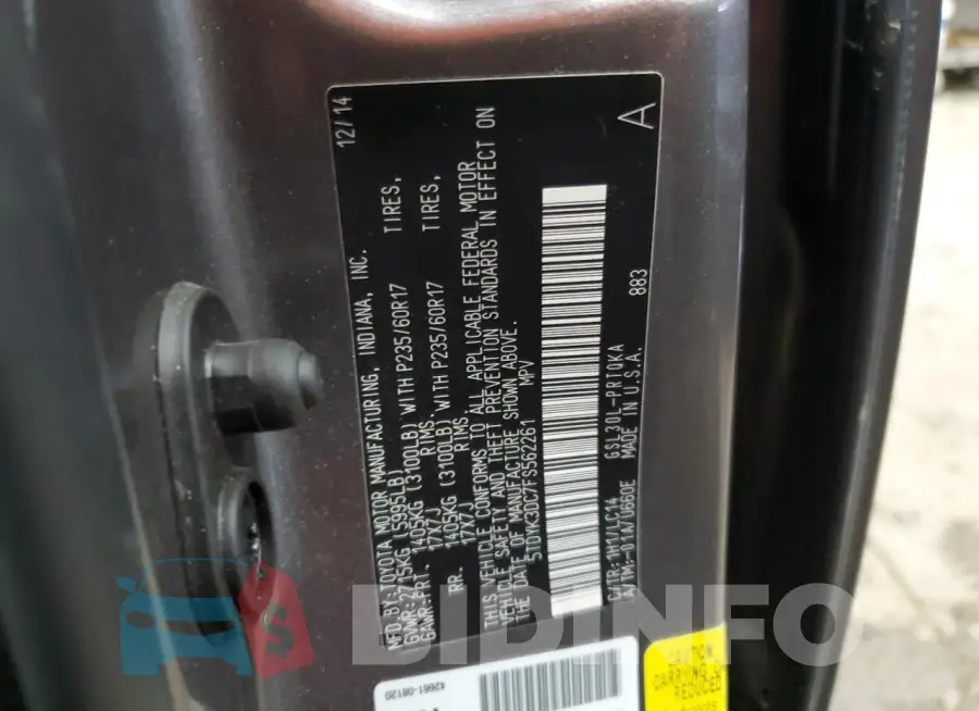 5TDYK3DC7FS562261 Photo# 13