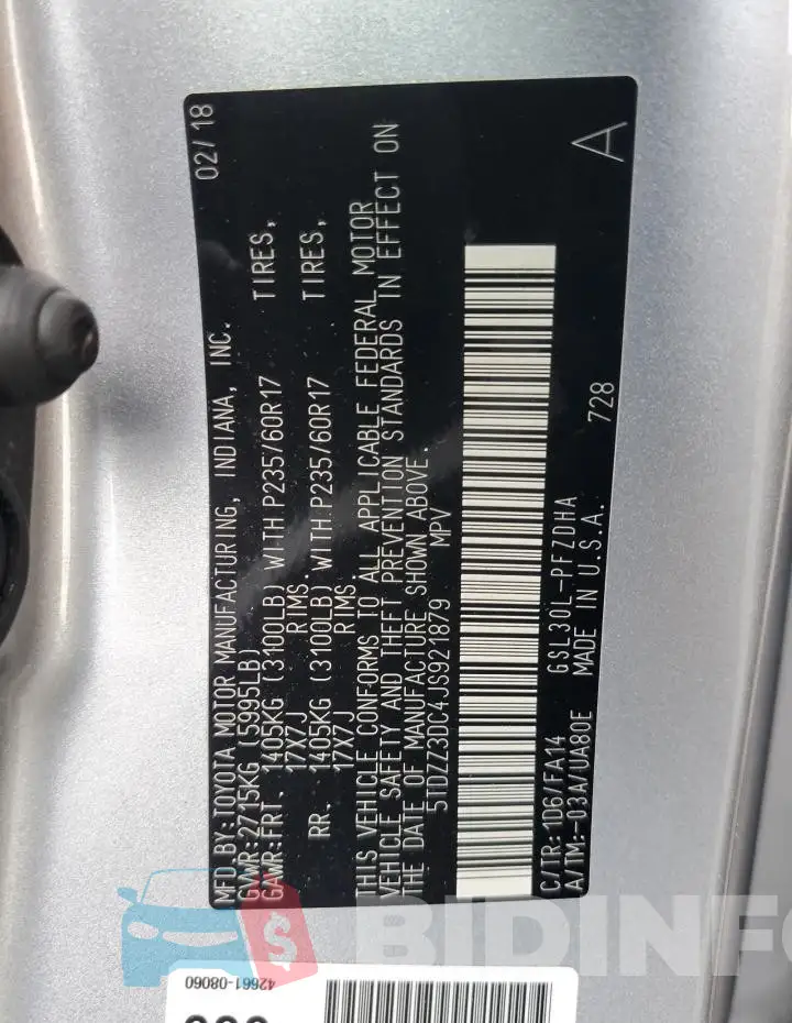 5TDZZ3DC4JS921879 Photo# 14