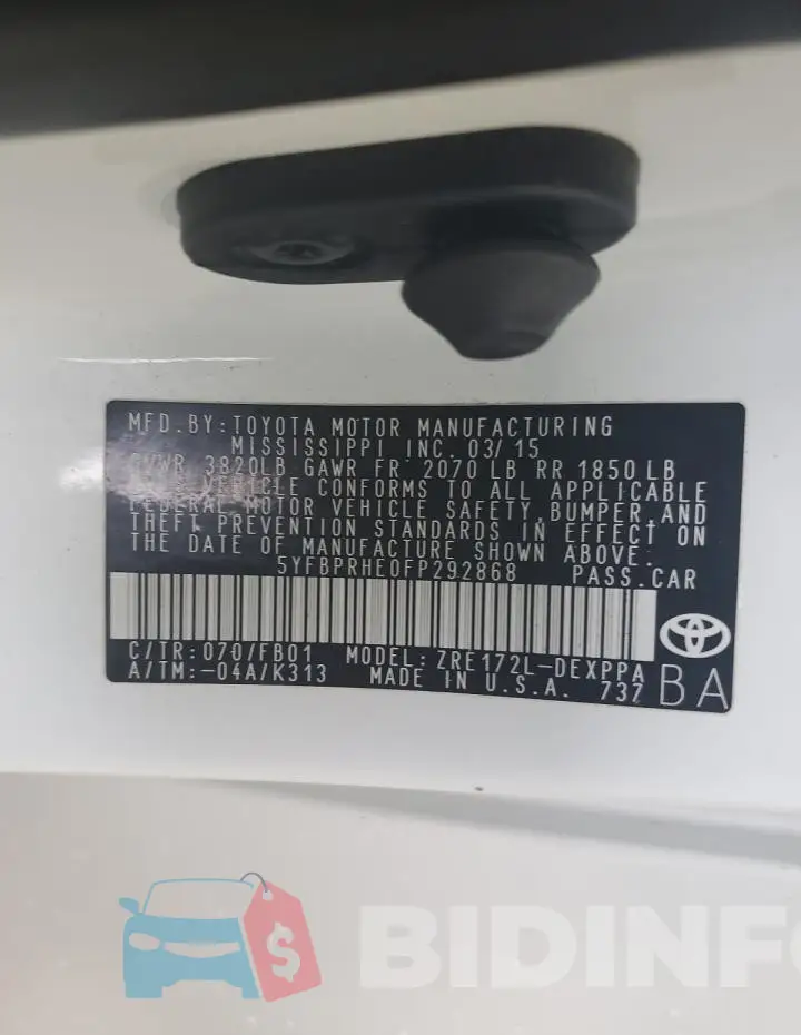 5YFBPRHE0FP292868 Photo# 12