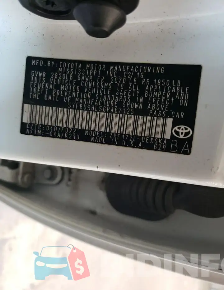 5YFBURHE5GP467125 Photo# 12