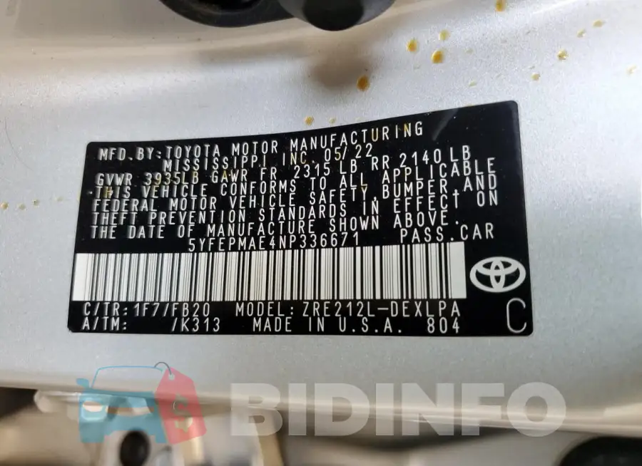 5YFEPMAE4NP336671 Photo# 12