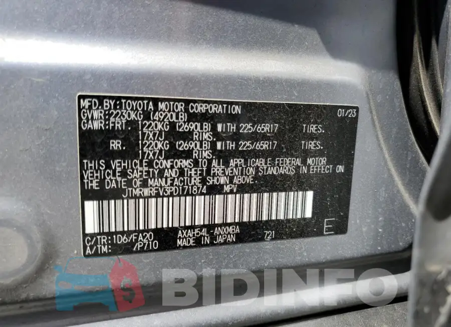 JTMRWRFV3PD171874 Photo# 13