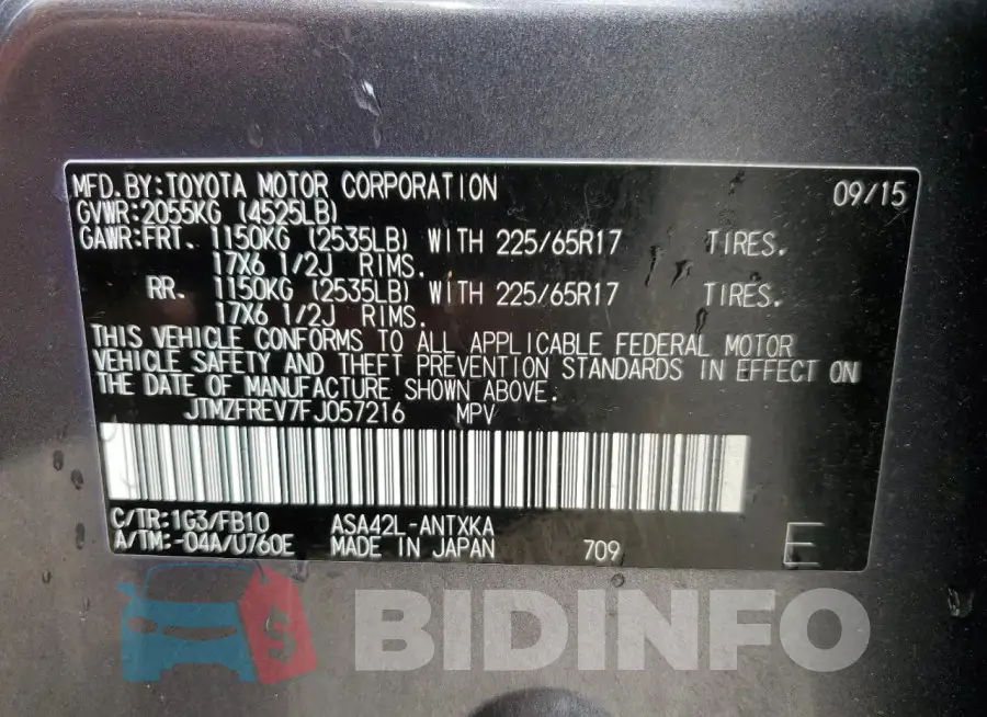 JTMZFREV7FJ057216 Photo# 12