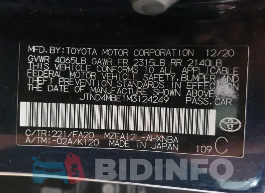 JTND4MBE1M3124249 Photo# 13