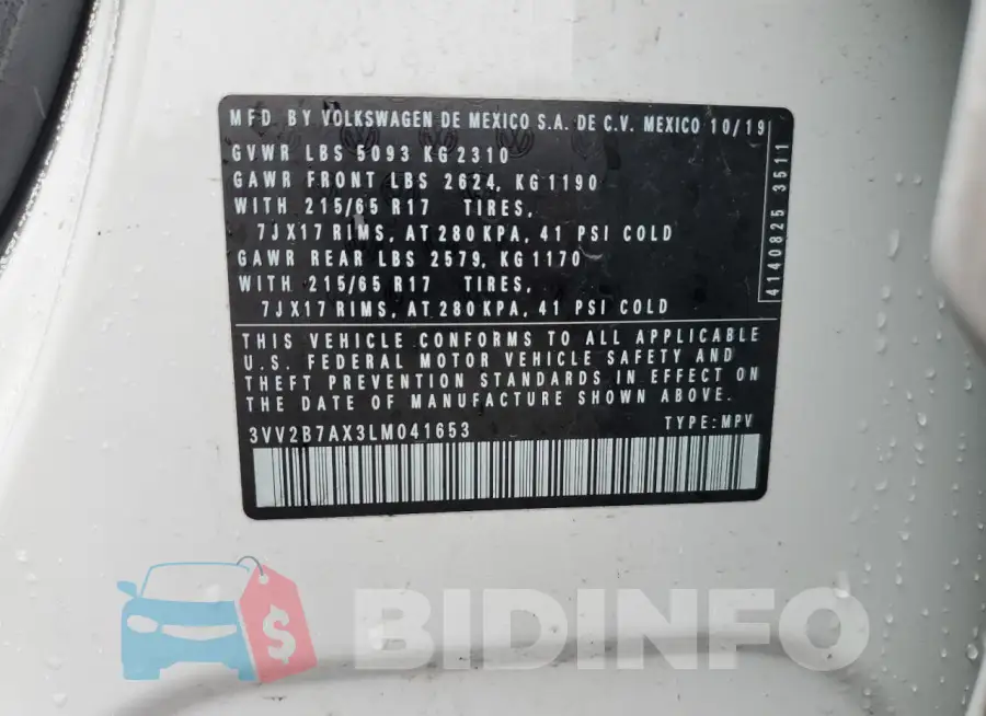 3VV2B7AX3LM041653 Photo# 13