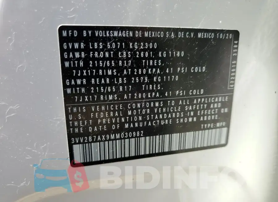 3VV2B7AX9MM030982 Photo# 13