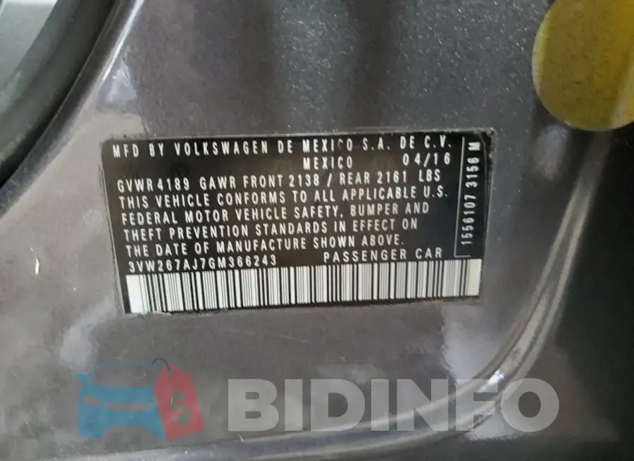 3VW267AJ7GM366243 Photo# 13
