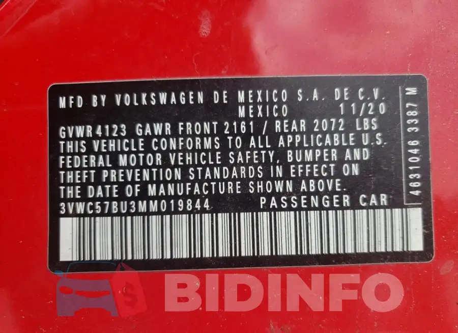 3VWC57BU3MM019844 Photo# 12