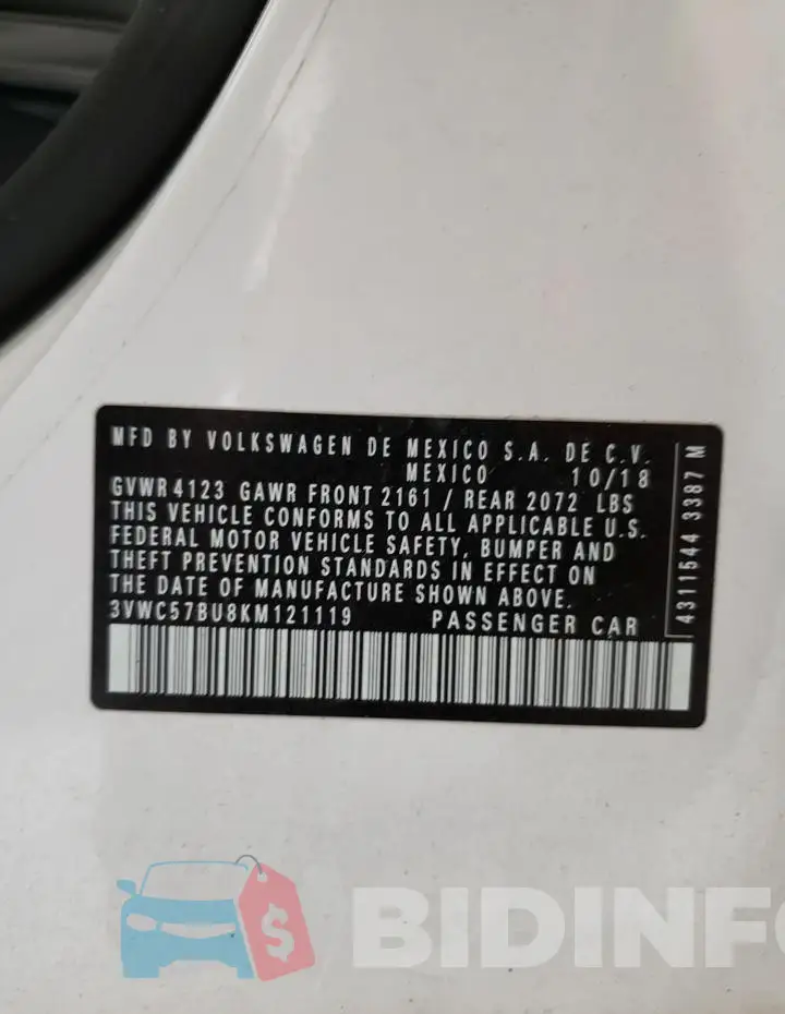 3VWC57BU8KM121119 Photo# 12