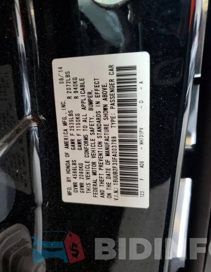 19UUB2F30FA003798 Photo# 13