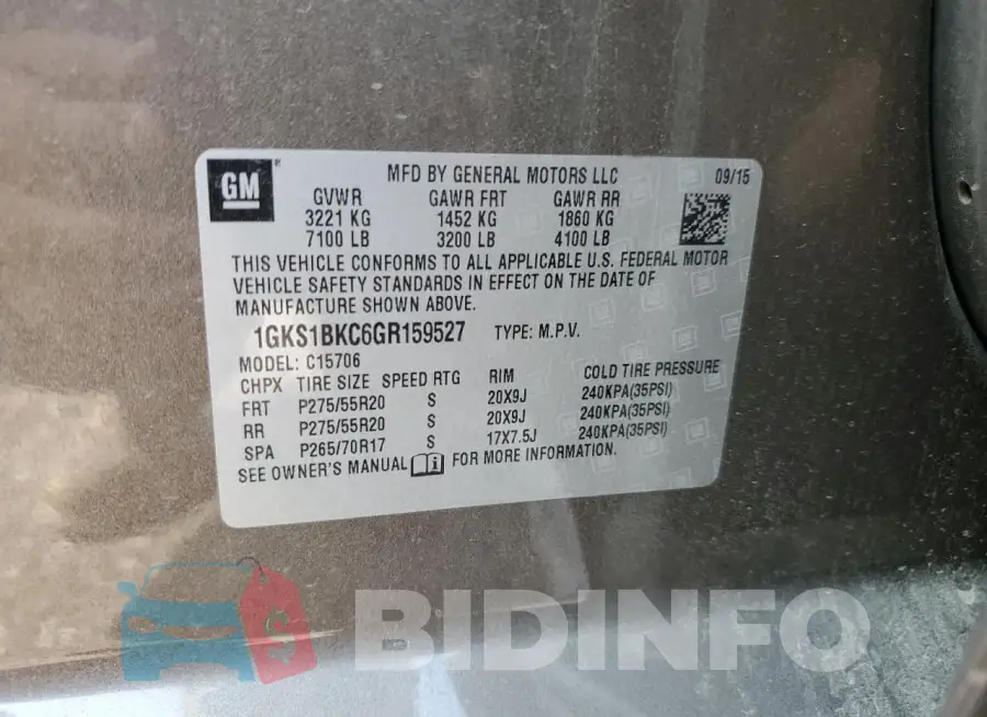 1GKS1BKC6GR159527 Photo# 12