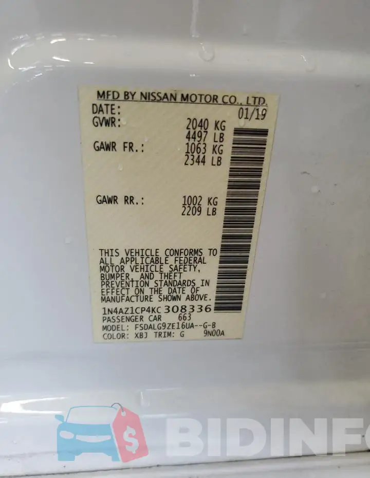 1N4AZ1CP4KC308336 Photo# 12