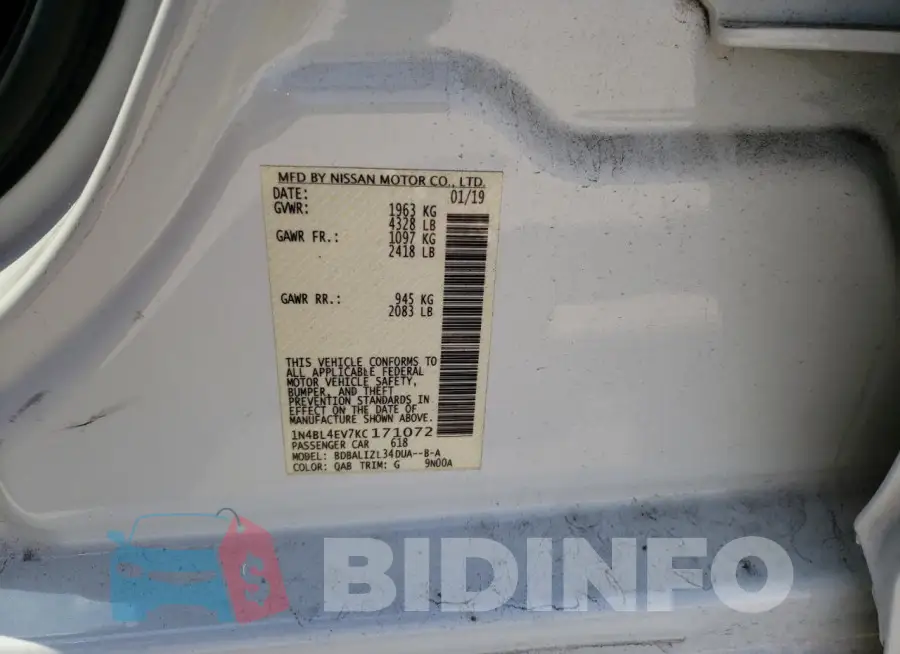 1N4BL4EV7KC171072 Photo# 12