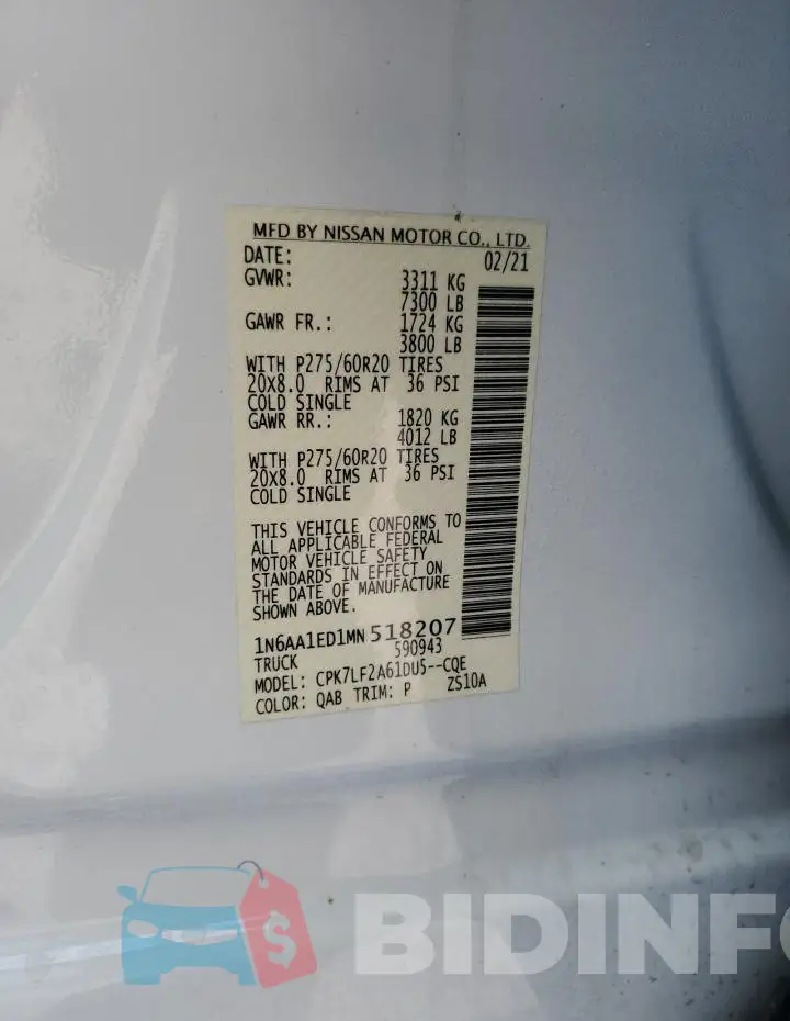 1N6AA1ED1MN518207 Photo# 12