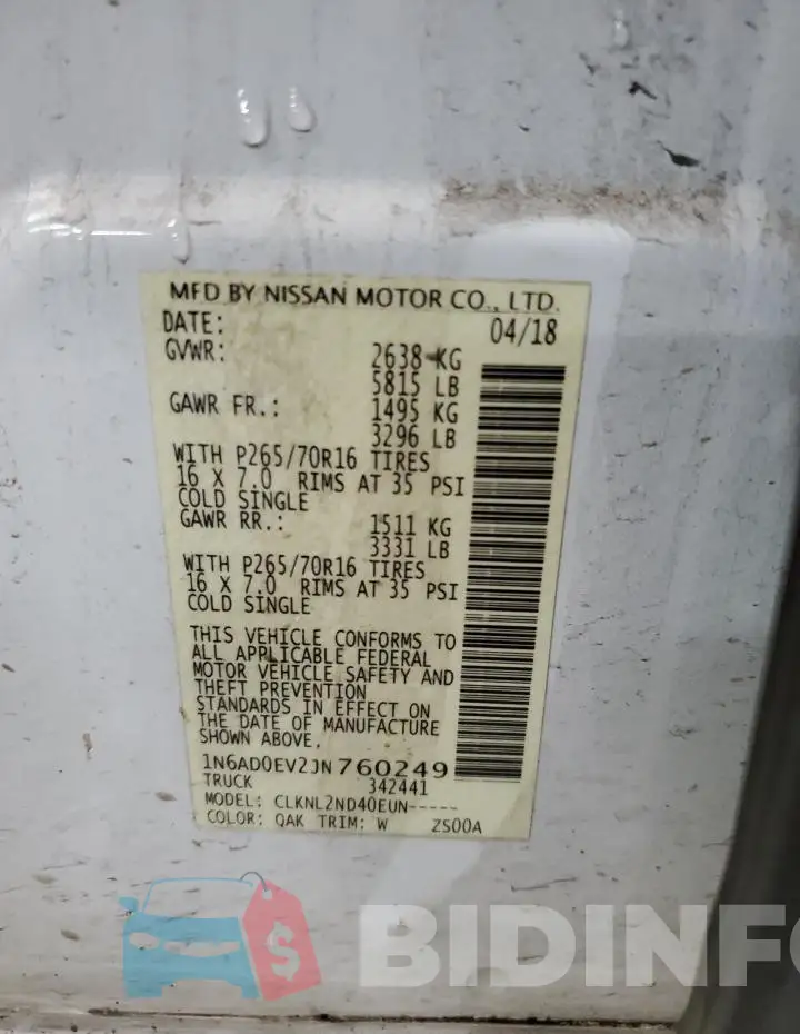 1N6AD0EV2JN760249 Photo# 12