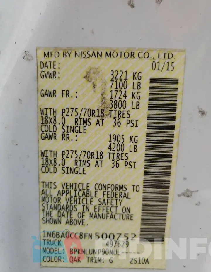1N6BA0CC8FN500752 Photo# 12