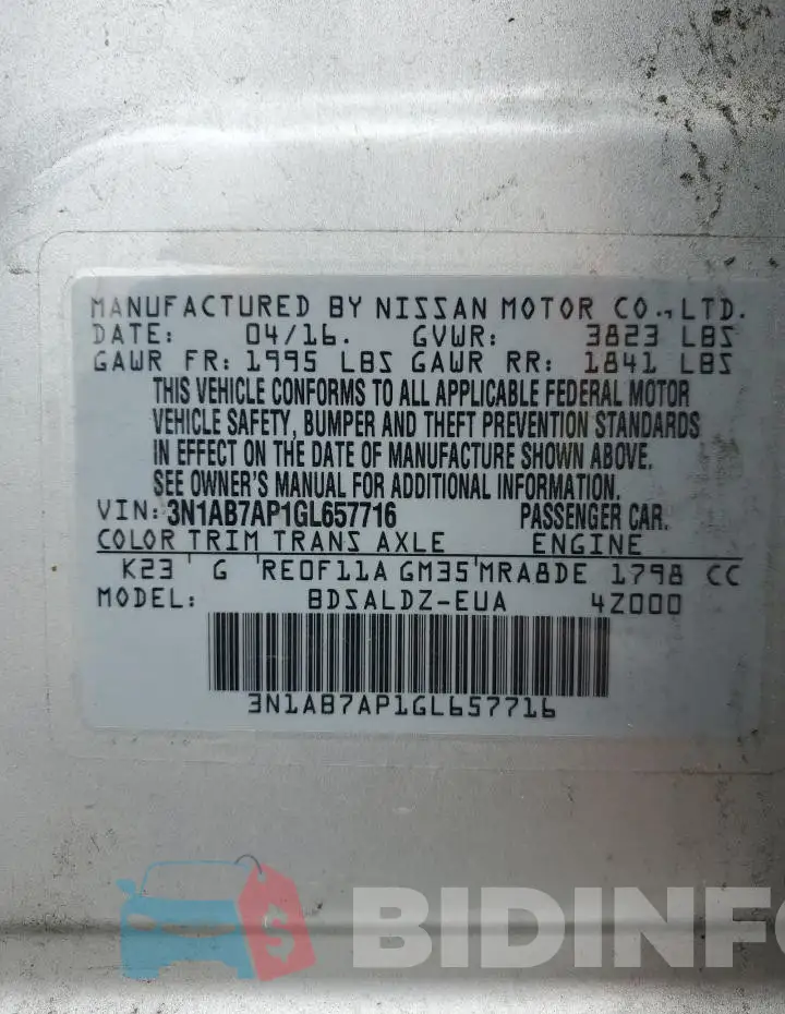 3N1AB7AP1GL657716 Photo# 12