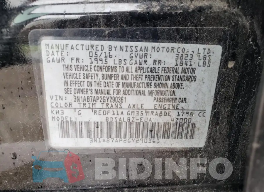 3N1AB7AP2GY290361 Photo# 13