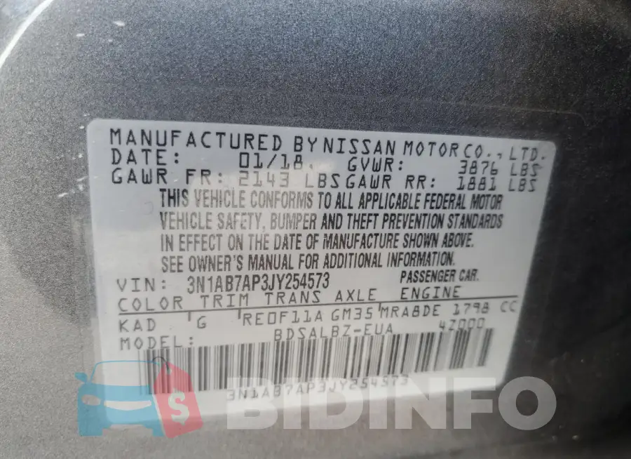 3N1AB7AP3JY254573 Photo# 13