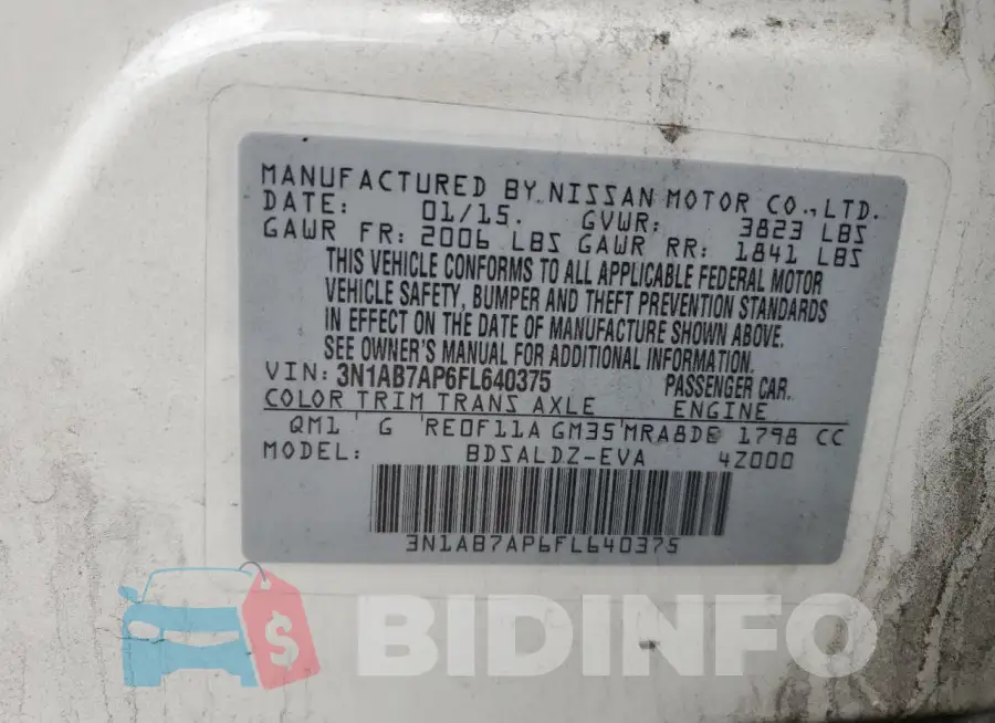 3N1AB7AP6FL640375 Photo# 12