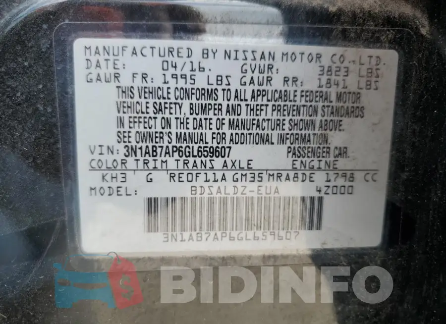 3N1AB7AP6GL659607 Photo# 13