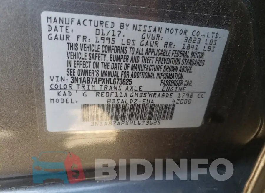 3N1AB7APXHL673625 Photo# 12