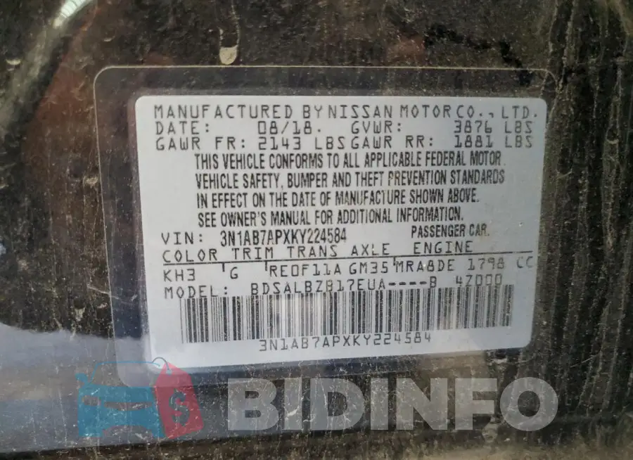 3N1AB7APXKY224584 Photo# 12
