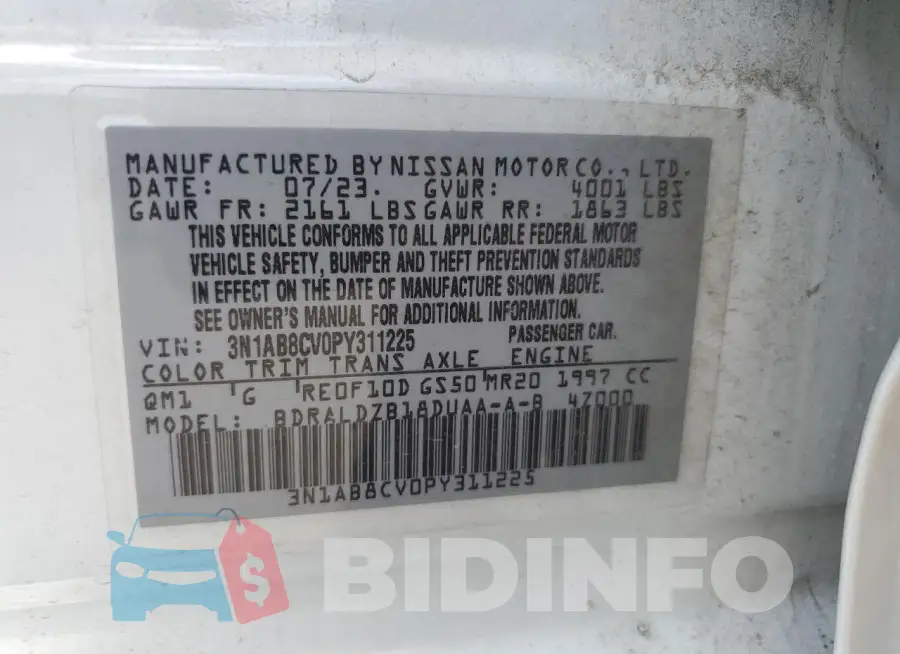 3N1AB8CV0PY311225 Photo# 12