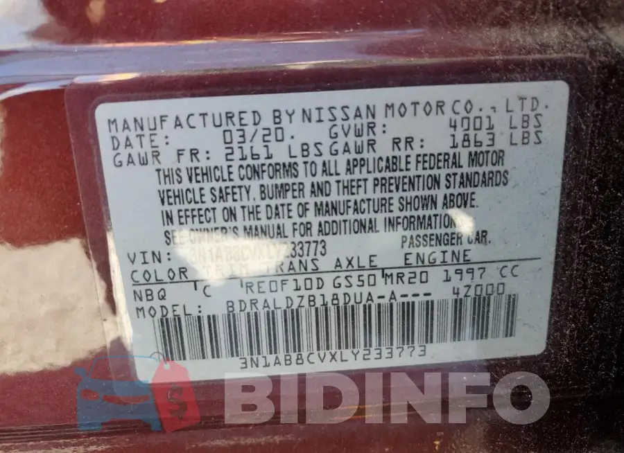 3N1AB8CVXLY233773 Photo# 12
