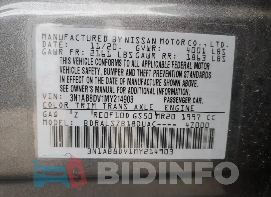 3N1AB8DV1MY214903 Photo# 13