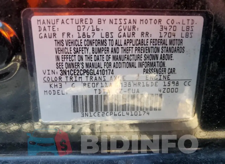 3N1CE2CP6GL410174 Photo# 12