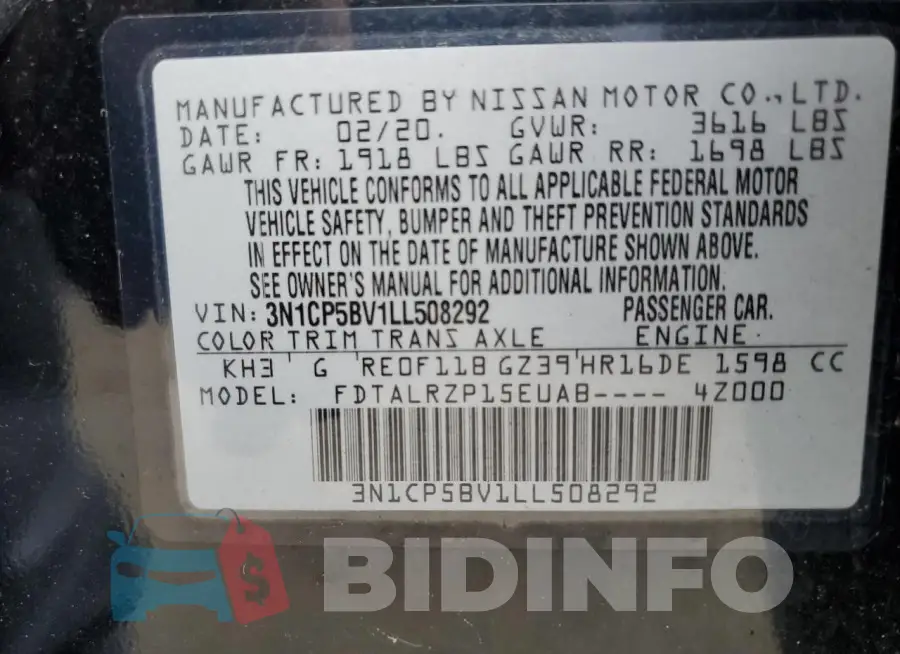 3N1CP5BV1LL508292 Photo# 13
