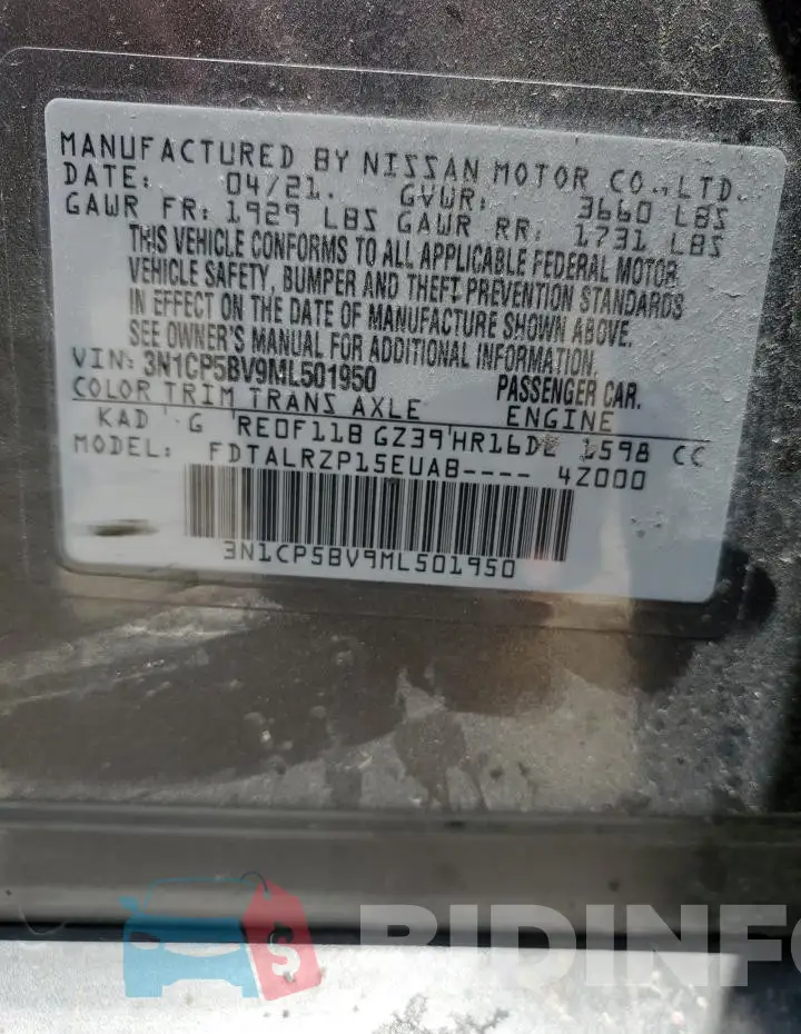3N1CP5BV9ML501950 Photo# 12
