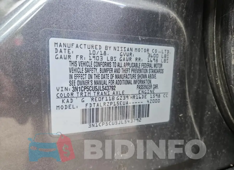 3N1CP5CU5JL543792 Photo# 10
