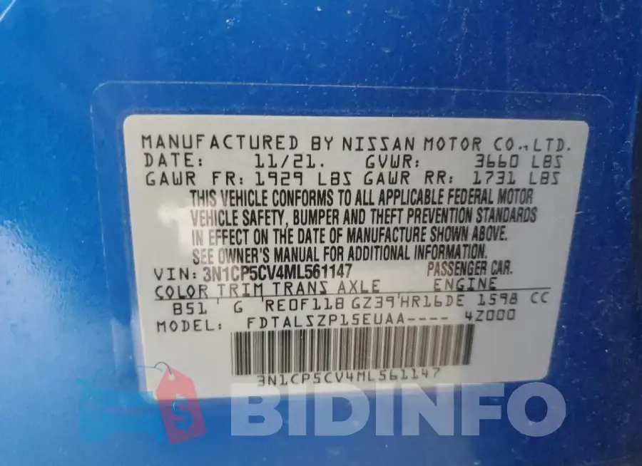 3N1CP5CV4ML561147 Photo# 13