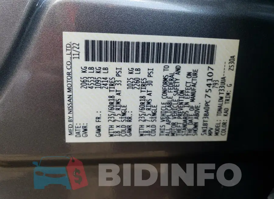 5N1BT3BA0PC754107 Photo# 13