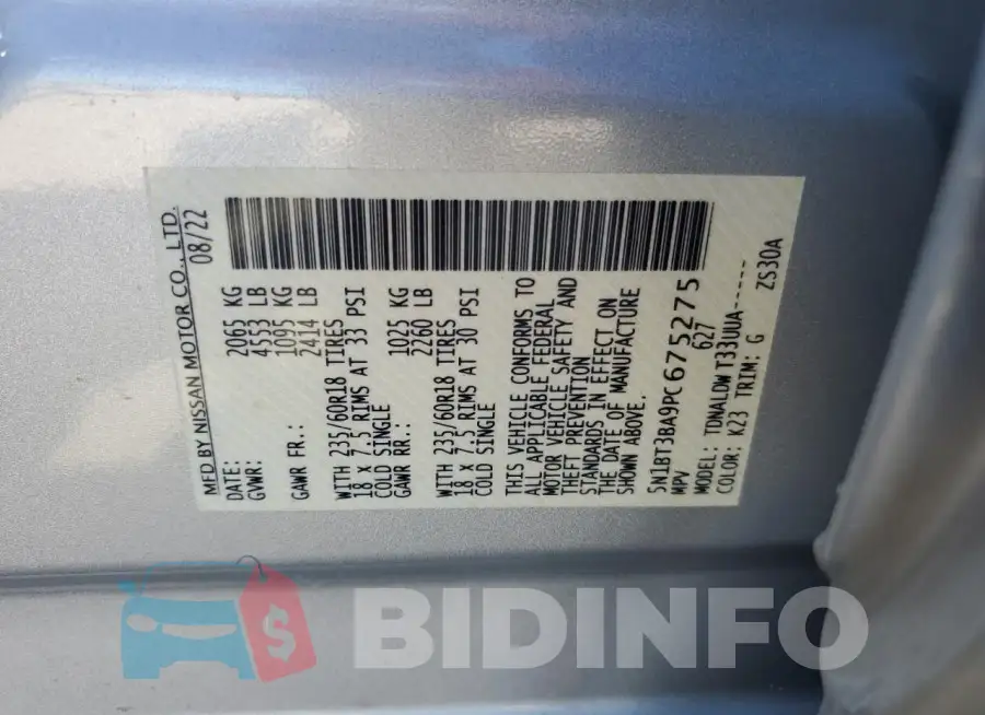 5N1BT3BA9PC675275 Photo# 14