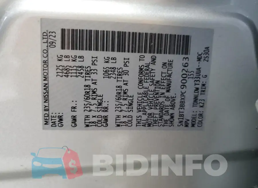 5N1BT3BBXPC900263 Photo# 13