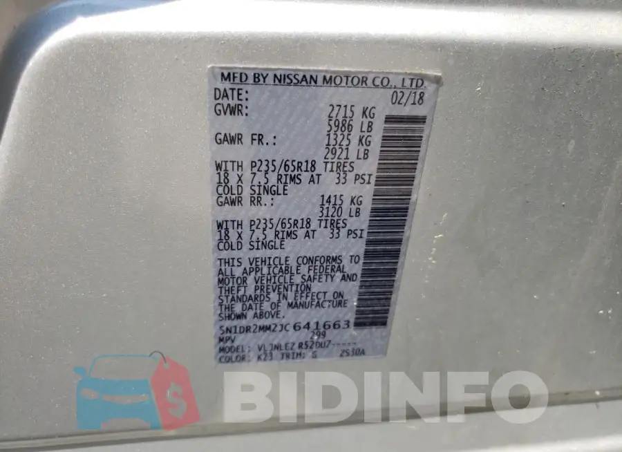 5N1DR2MM2JC641663 Photo# 13