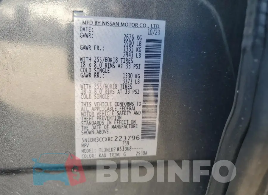 5N1DR3CCXRC223796 Photo# 13