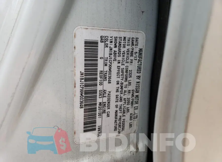 JN1BJ1CPXHW003648 Photo# 13