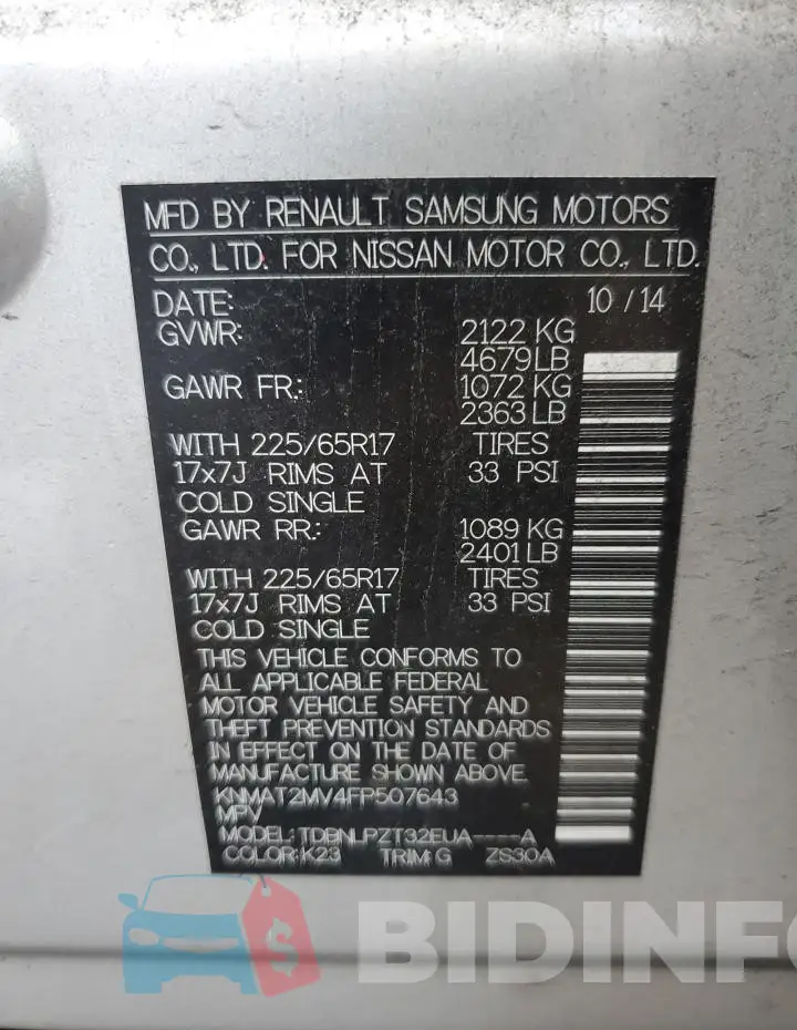 KNMAT2MV4FP507643 Photo# 13