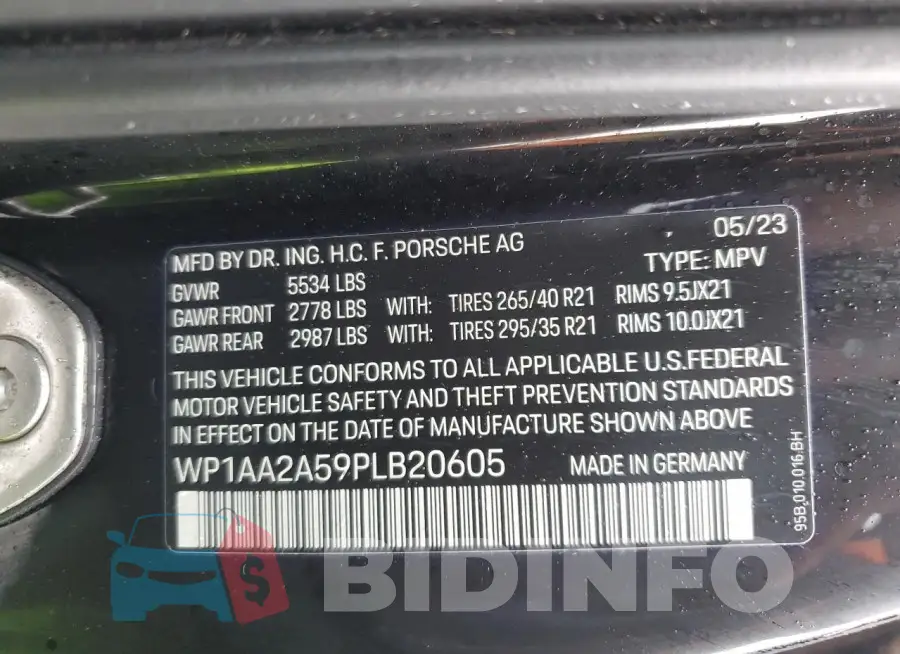 WP1AA2A59PLB20605 Photo# 13