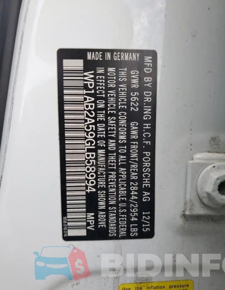 WP1AB2A59GLB58994 Photo# 13